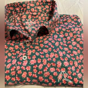 Rhoback Green Shirt with Red Floral Print